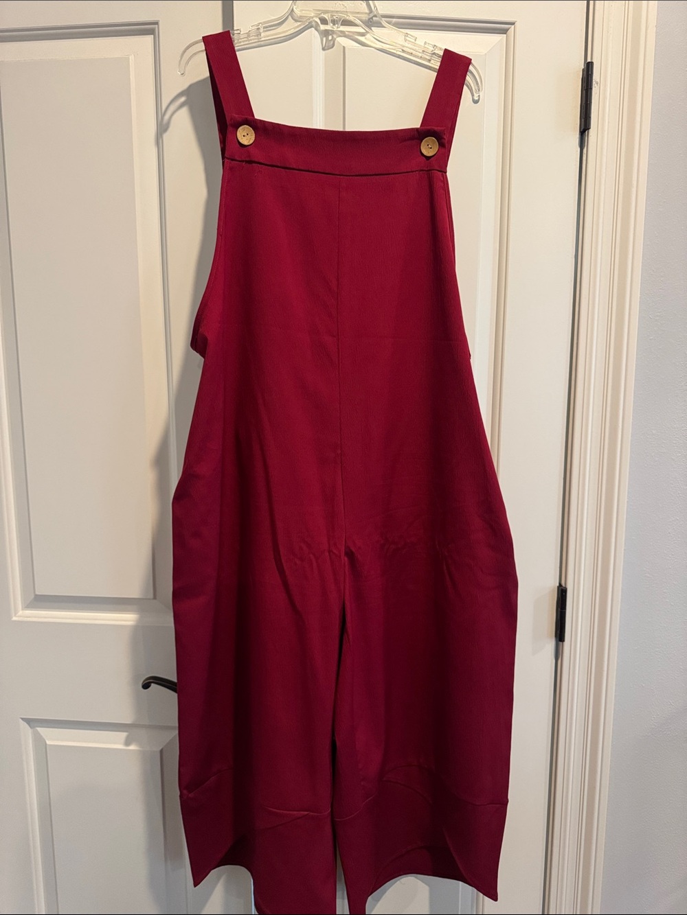 Berry Red Wide-Leg Pinafore Jumpsuit